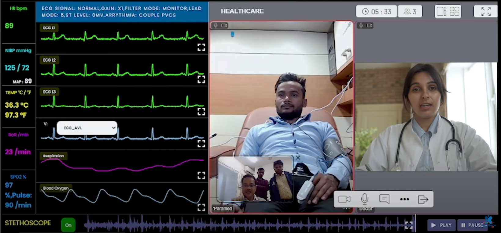 Live Dr.AtHome consultation with real-time vitals