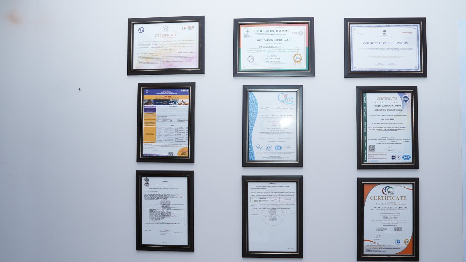 Certifications wall at the Rabupura clinic
